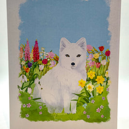 White Fox on Spring Flower Fields Origami Pop Cards 3D Pop Up Greeting Card Best Wishes Happy Birthday Gift Thank You Handmade Best Wishes Blank Card for Any Occasion Happy Mother's Day Happy Father's Day Celebrate the Beauty Of Nature and Fox