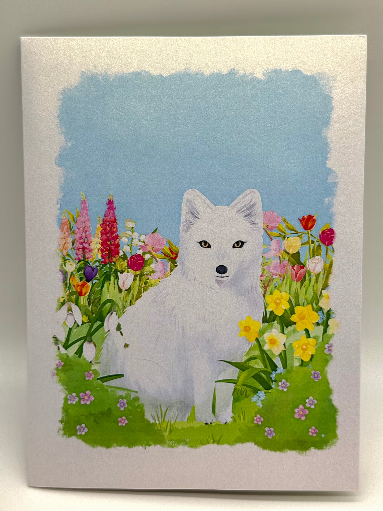 White Fox on Spring Flower Fields Origami Pop Cards 3D Pop Up Greeting Card Best Wishes Happy Birthday Gift Thank You Handmade Best Wishes Blank Card for Any Occasion Happy Mother's Day Happy Father's Day Celebrate the Beauty Of Nature and Fox