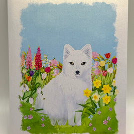 White Fox on Spring Flower Fields Origami Pop Cards 3D Pop Up Greeting Card Best Wishes Happy Birthday Gift Thank You Handmade Best Wishes Blank Card for Any Occasion Happy Mother's Day Happy Father's Day Celebrate the Beauty Of Nature and Fox
