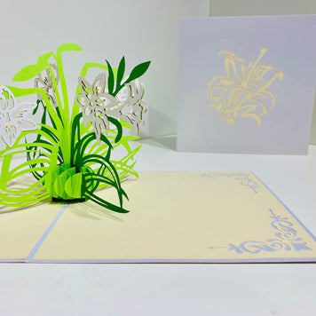White Lily Flowers - Origami Pop Cards 3D Pop Up Greeting Card Happy Birthday Thank You Handmade Gift Thinking of You Blank Card for Any Occasion Happy Mother's Day Australiana Celebrate the Beauty