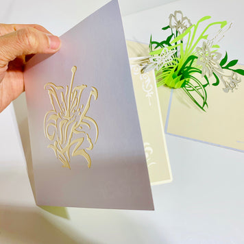 White Lily Flowers - Origami Pop Cards 3D Pop Up Greeting Card Happy Birthday Thank You Handmade Gift Thinking of You Blank Card for Any Occasion Happy Mother's Day Australiana Celebrate the Beauty