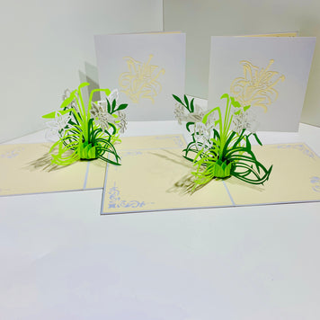 White Lily Flowers - Origami Pop Cards 3D Pop Up Greeting Card Happy Birthday Thank You Handmade Gift Thinking of You Blank Card for Any Occasion Happy Mother's Day Australiana Celebrate the Beauty