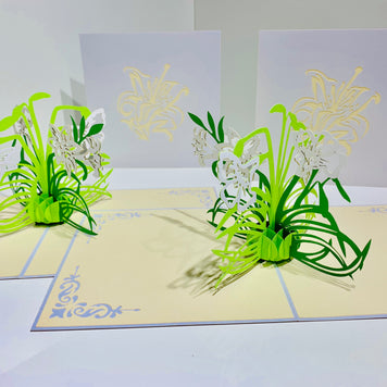 White Lily Flowers - Origami Pop Cards 3D Pop Up Greeting Card Happy Birthday Thank You Handmade Gift Thinking of You Blank Card for Any Occasion Happy Mother's Day Australiana Celebrate the Beauty