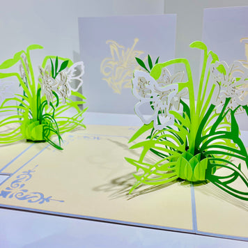 White Lily Flowers - Origami Pop Cards 3D Pop Up Greeting Card Happy Birthday Thank You Handmade Gift Thinking of You Blank Card for Any Occasion Happy Mother's Day Australiana Celebrate the Beauty
