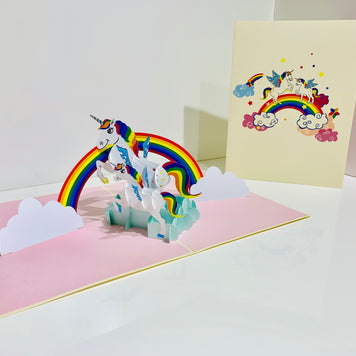White Mother & Baby Unicorn Dancing over the Cloud Origami Pop Cards 3D Pop Up Greeting Card Happy Birthday Thank You Handmade Gift Thinking of You Blank Card for Any Occasion Happy Mother's Day Australiana Celebrate the Beauty of Animals Perfect Gift