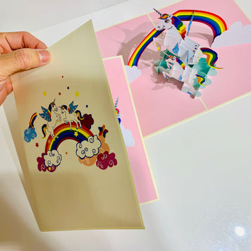 White Mother & Baby Unicorn Dancing over the Cloud Origami Pop Cards 3D Pop Up Greeting Card Happy Birthday Thank You Handmade Gift Thinking of You Blank Card for Any Occasion Happy Mother's Day Australiana Celebrate the Beauty of Animals Perfect Gift