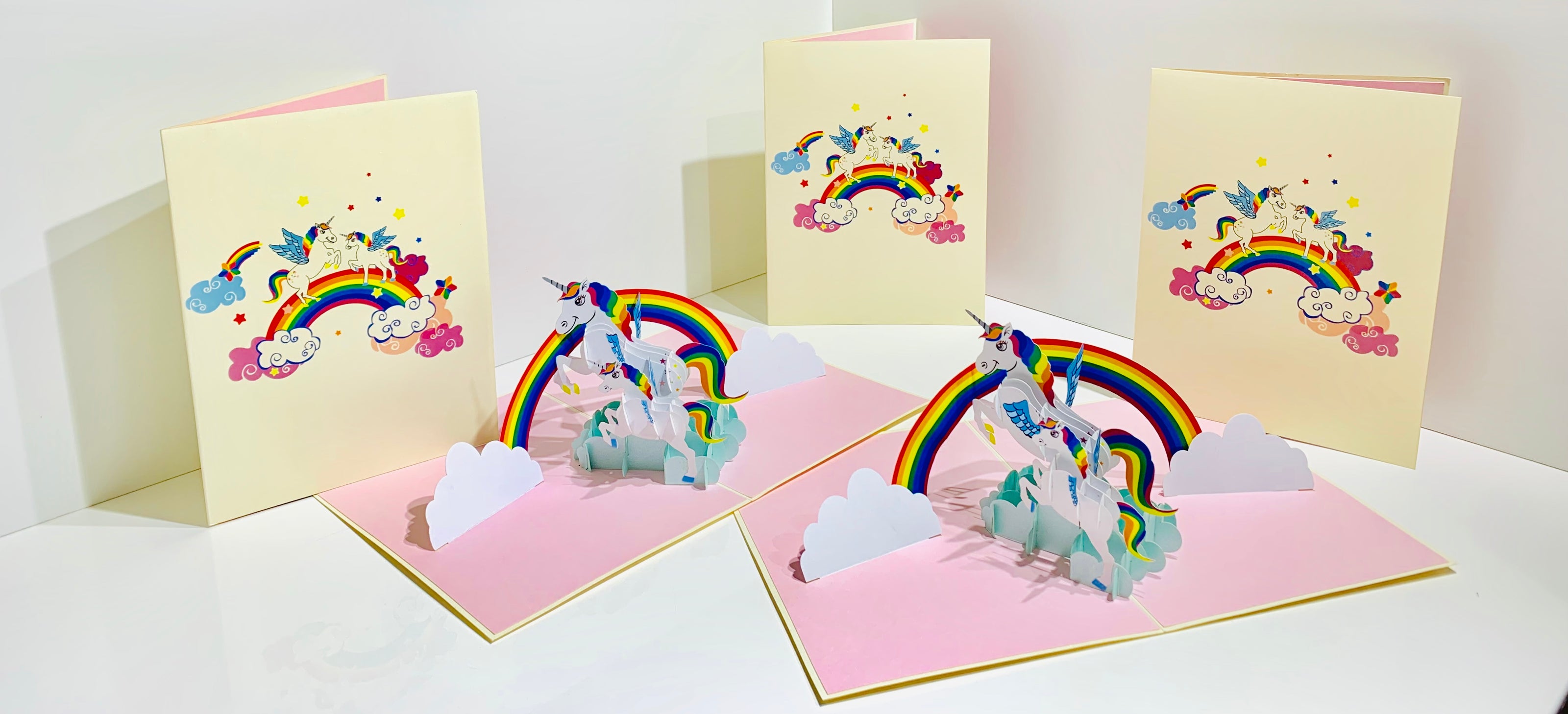 White Mother & Baby Unicorn Dancing over the Cloud Origami Pop Cards 3D Pop Up Greeting Card Happy Birthday Thank You Handmade Gift Thinking of You Blank Card for Any Occasion Happy Mother's Day Australiana Celebrate the Beauty of Animals Perfect Gift