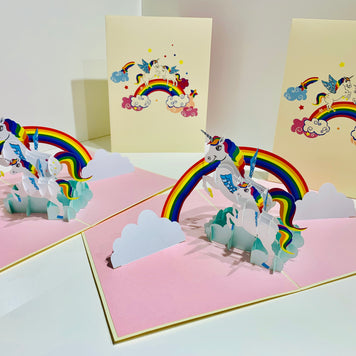 White Mother & Baby Unicorn Dancing over the Cloud Origami Pop Cards 3D Pop Up Greeting Card Happy Birthday Thank You Handmade Gift Thinking of You Blank Card for Any Occasion Happy Mother's Day Australiana Celebrate the Beauty of Animals Perfect Gift