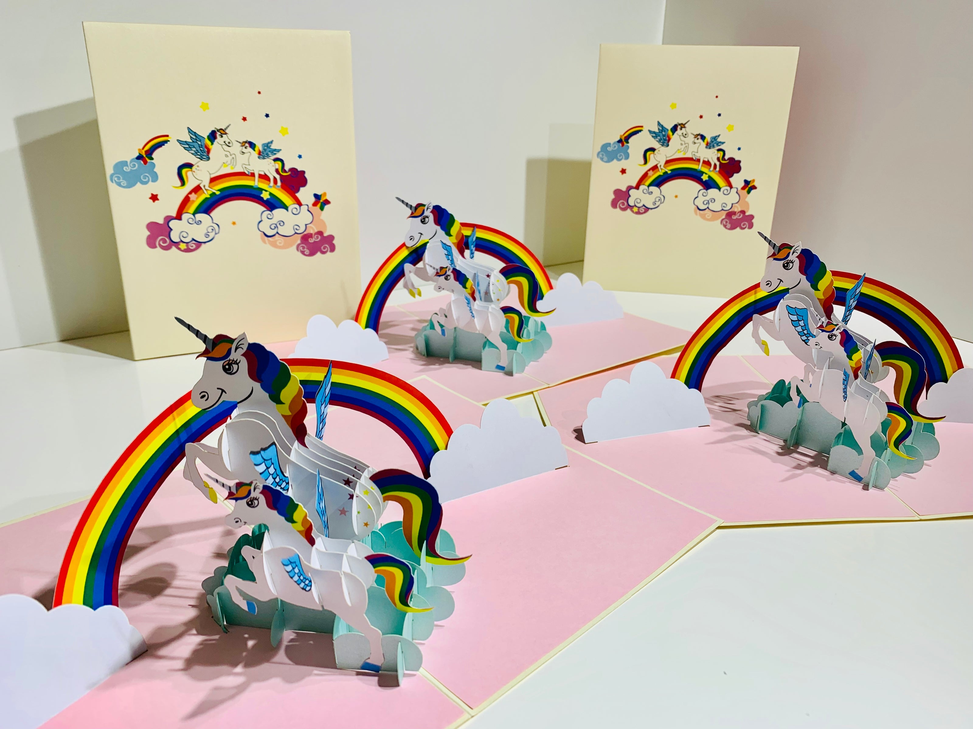 White Mother & Baby Unicorn Dancing over the Cloud Origami Pop Cards 3D Pop Up Greeting Card Happy Birthday Thank You Handmade Gift Thinking of You Blank Card for Any Occasion Happy Mother's Day Australiana Celebrate the Beauty of Animals Perfect Gift