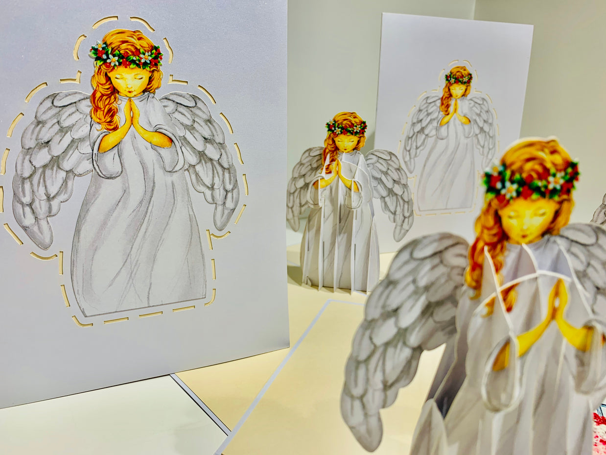 White Praying Guardian Angel Origami Pop Cards 3D Pop Up Greeting Card Merry Christmas Thank You Handmade Best Wishes Blank Card Gift Happy Holidays Celebrate the Special Day Moment with Family and Friends Holy (Copy)