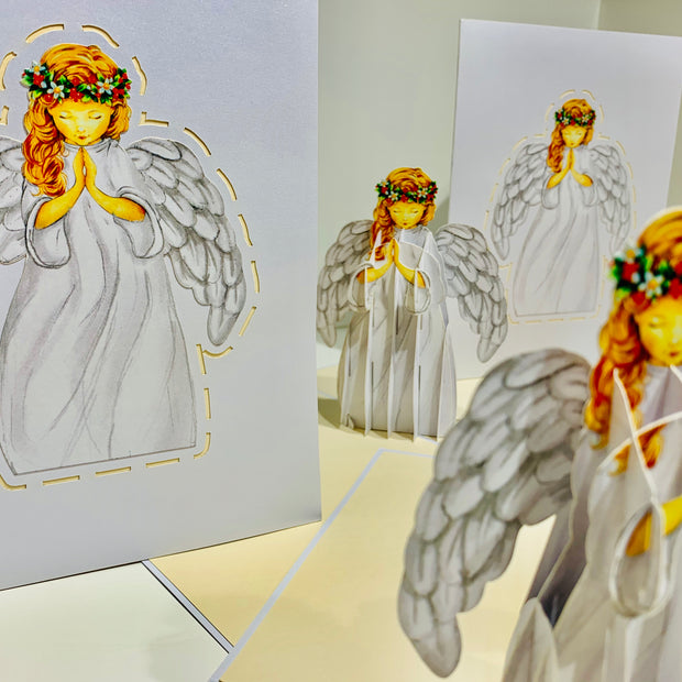White Praying Guardian Angel Origami Pop Cards 3D Pop Up Greeting Card Merry Christmas Thank You Handmade Best Wishes Blank Card Gift Happy Holidays Celebrate the Special Day Moment with Family and Friends Holy (Copy)