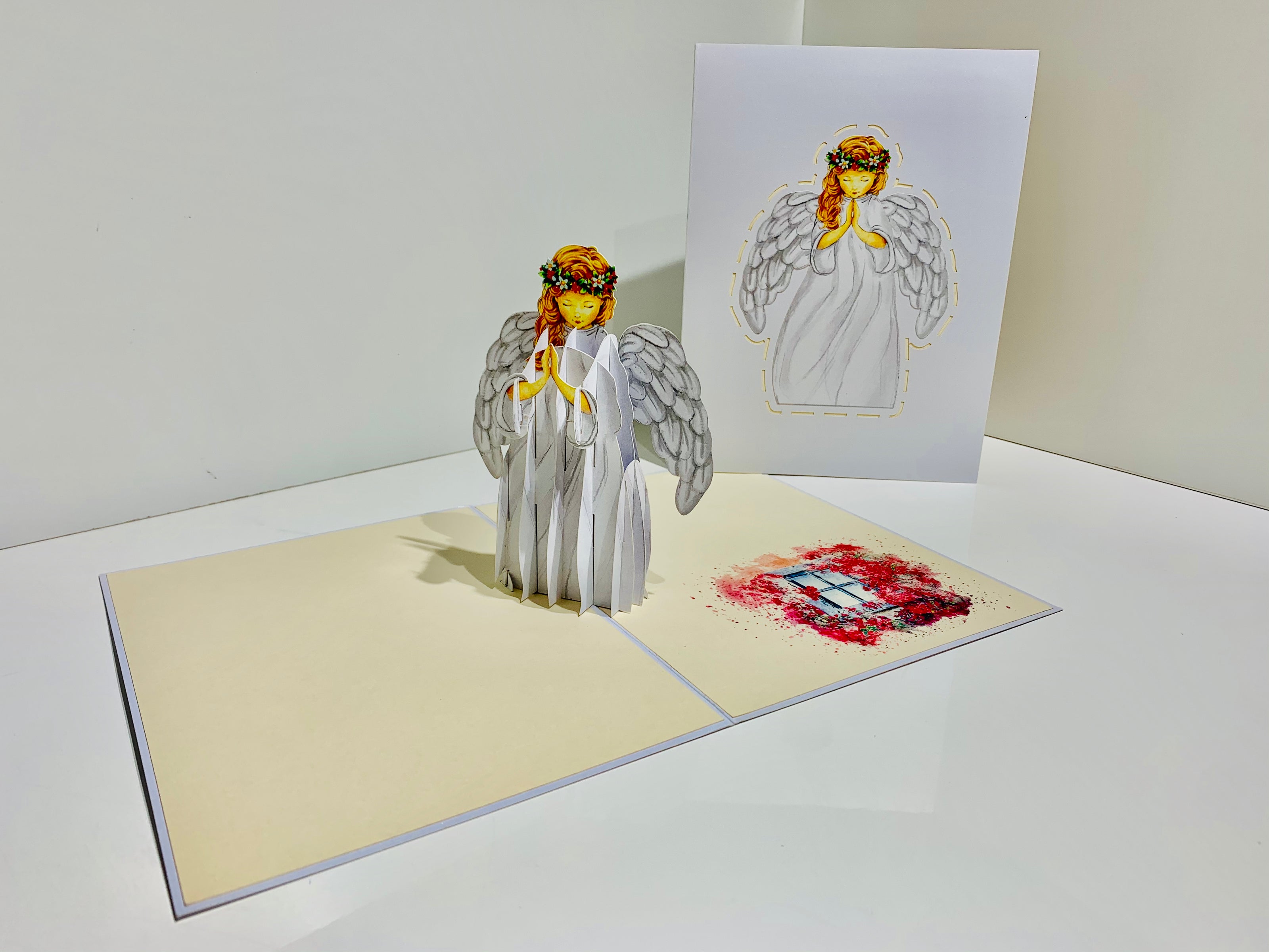 White Praying Guardian Angel Origami Pop Cards 3D Pop Up Greeting Card Merry Christmas Thank You Handmade Best Wishes Blank Card Gift Happy Holidays Celebrate the Special Day Moment with Family and Friends Holy (Copy)