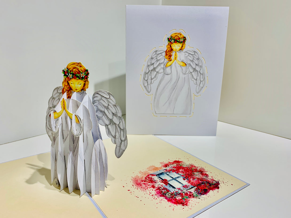 White Praying Guardian Angel Origami Pop Cards 3D Pop Up Greeting Card Merry Christmas Thank You Handmade Best Wishes Blank Card Gift Happy Holidays Celebrate the Special Day Moment with Family and Friends Holy (Copy)