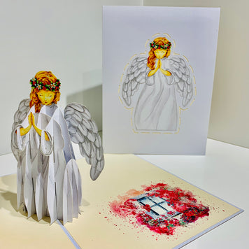 White Praying Guardian Angel Origami Pop Cards 3D Pop Up Greeting Card Merry Christmas Thank You Handmade Best Wishes Blank Card Gift Happy Holidays Celebrate the Special Day Moment with Family and Friends Holy (Copy)
