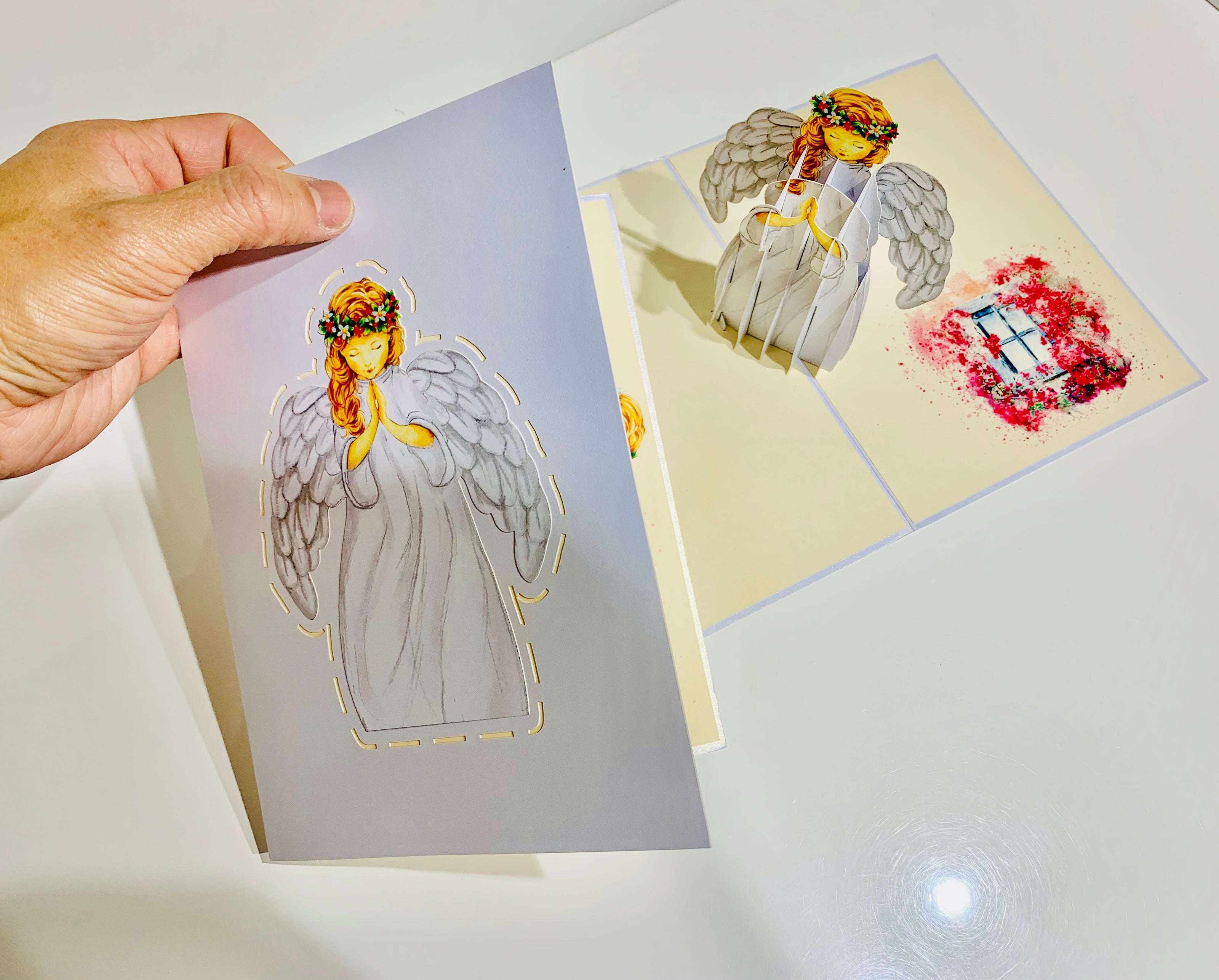 White Praying Guardian Angel Origami Pop Cards 3D Pop Up Greeting Card Merry Christmas Thank You Handmade Best Wishes Blank Card Gift Happy Holidays Celebrate the Special Day Moment with Family and Friends Holy (Copy)