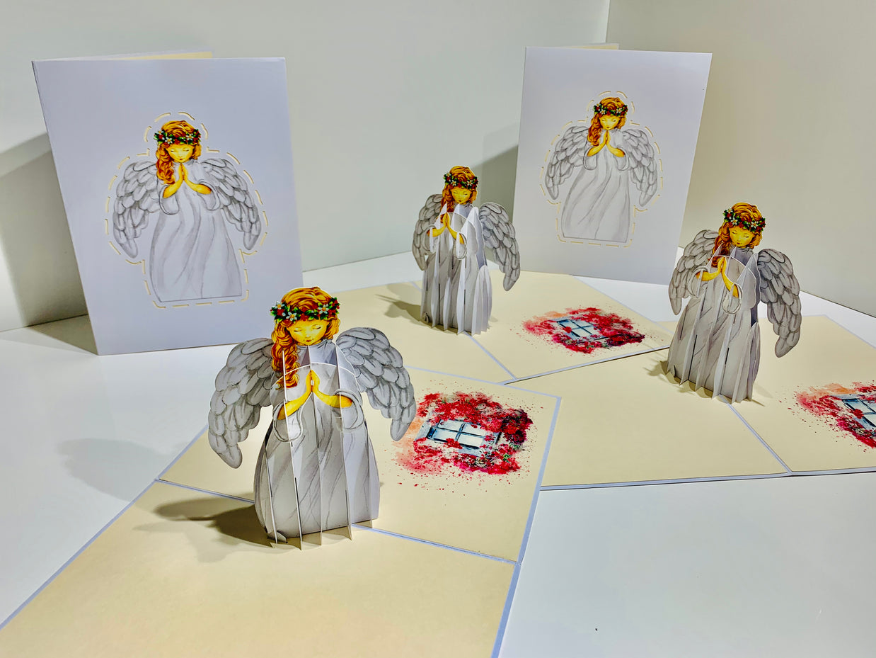 White Praying Guardian Angel Origami Pop Cards 3D Pop Up Greeting Card Merry Christmas Thank You Handmade Best Wishes Blank Card Gift Happy Holidays Celebrate the Special Day Moment with Family and Friends Holy (Copy)