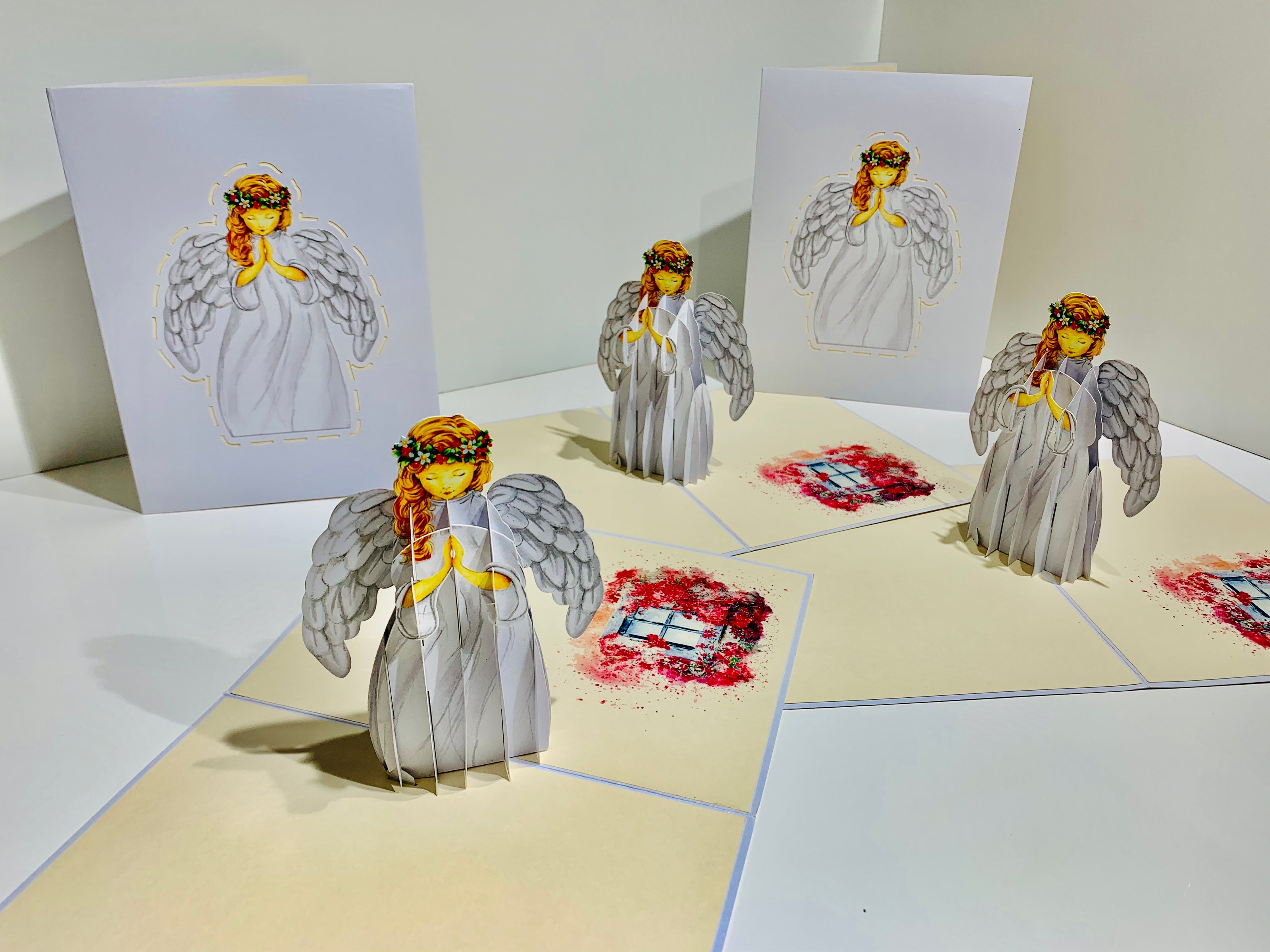 White Praying Guardian Angel Origami Pop Cards 3D Pop Up Greeting Card Merry Christmas Thank You Handmade Best Wishes Blank Card Gift Happy Holidays Celebrate the Special Day Moment with Family and Friends Holy (Copy)