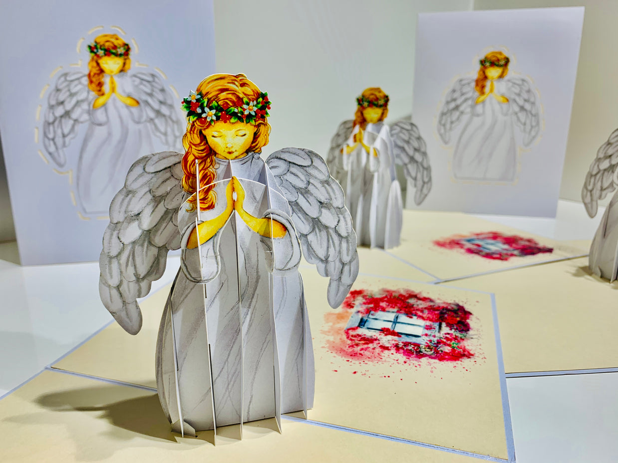 White Praying Guardian Angel Origami Pop Cards 3D Pop Up Greeting Card Merry Christmas Thank You Handmade Best Wishes Blank Card Gift Happy Holidays Celebrate the Special Day Moment with Family and Friends Holy (Copy)