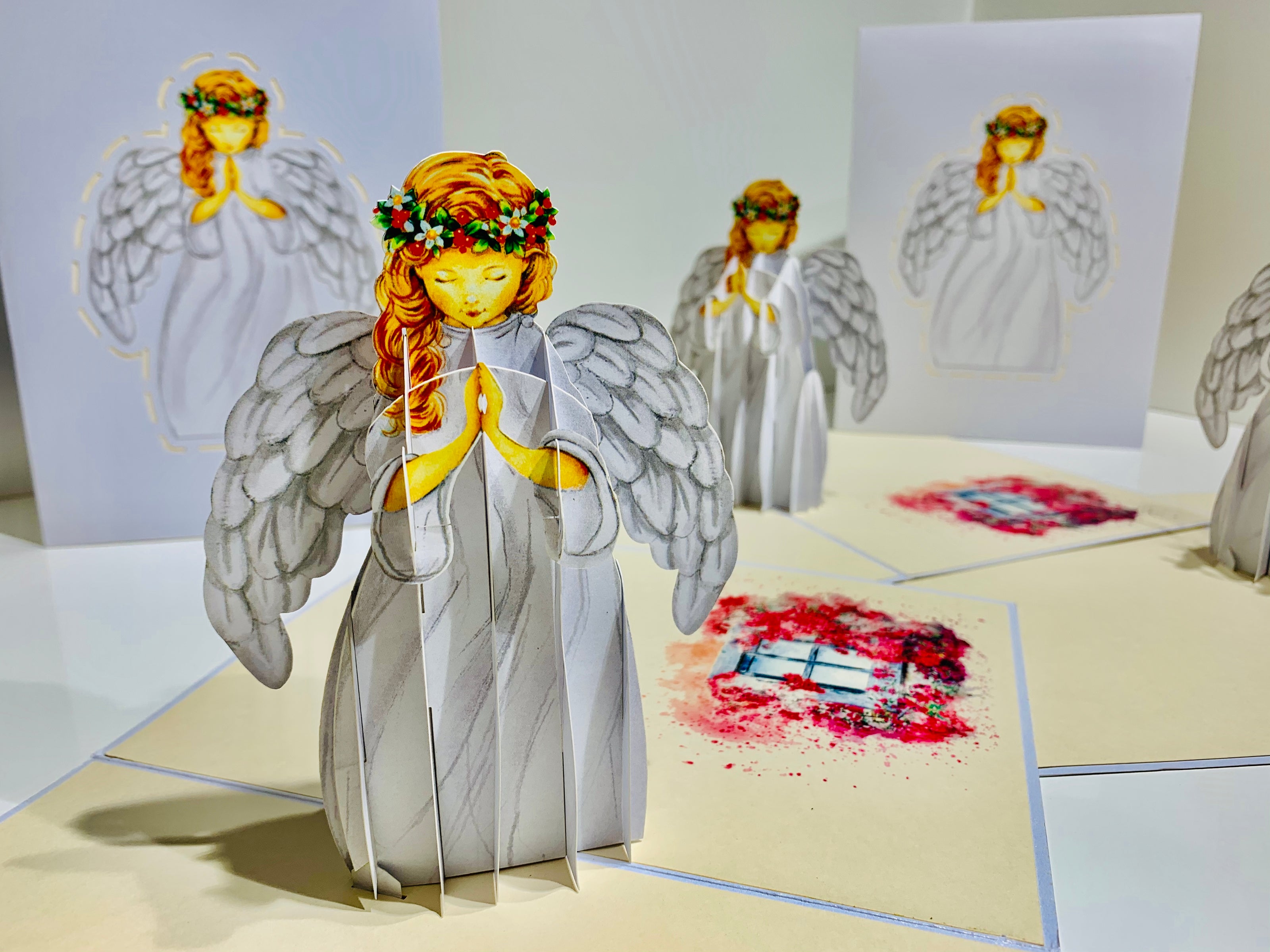 White Praying Guardian Angel Origami Pop Cards 3D Pop Up Greeting Card Merry Christmas Thank You Handmade Best Wishes Blank Card Gift Happy Holidays Celebrate the Special Day Moment with Family and Friends Holy (Copy)