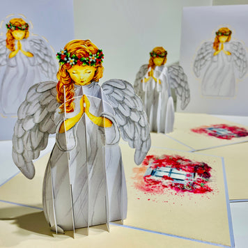 White Praying Guardian Angel Origami Pop Cards 3D Pop Up Greeting Card Merry Christmas Thank You Handmade Best Wishes Blank Card Gift Happy Holidays Celebrate the Special Day Moment with Family and Friends Holy (Copy)