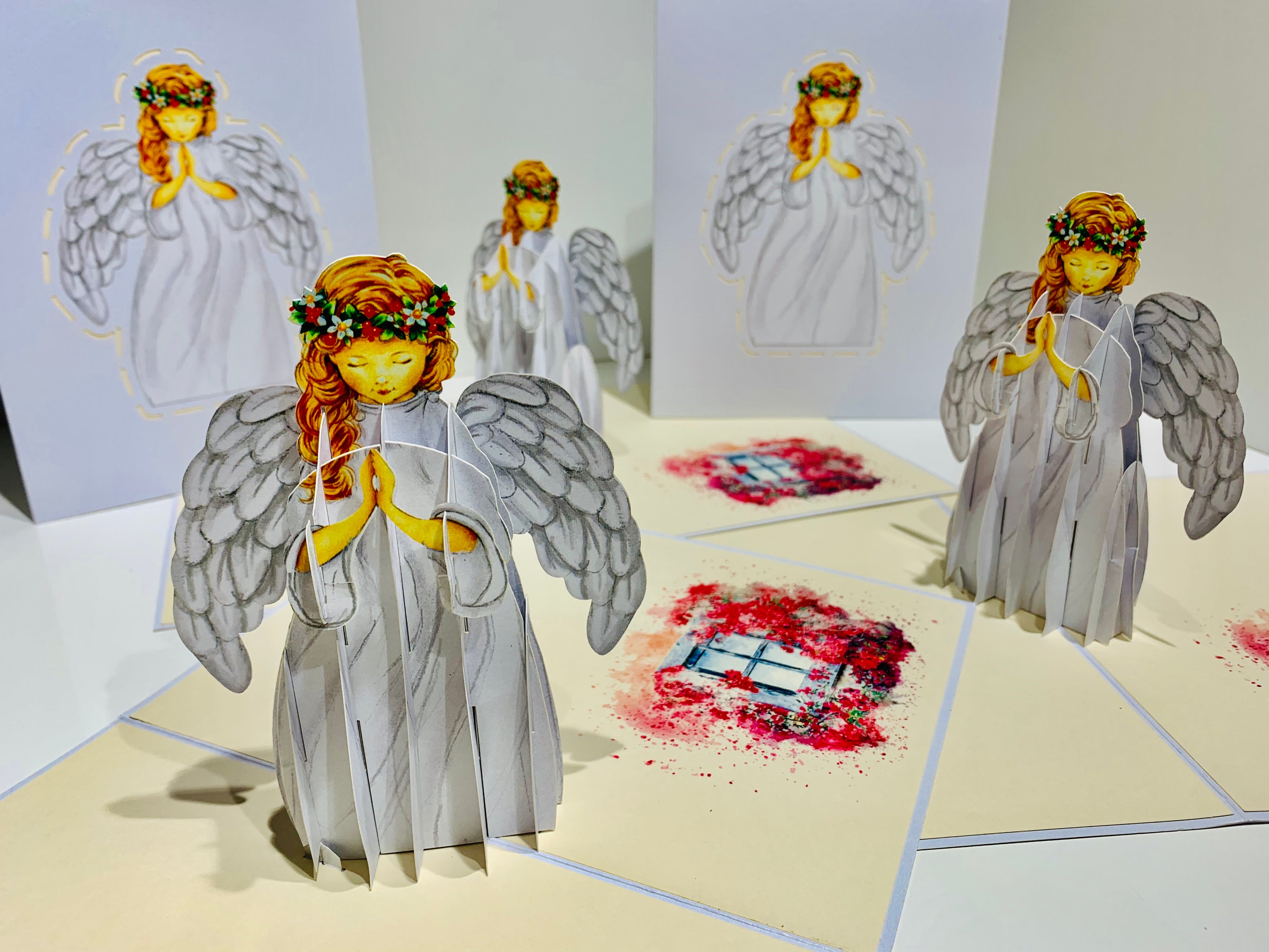 White Praying Guardian Angel Origami Pop Cards 3D Pop Up Greeting Card Merry Christmas Thank You Handmade Best Wishes Blank Card Gift Happy Holidays Celebrate the Special Day Moment with Family and Friends Holy (Copy)
