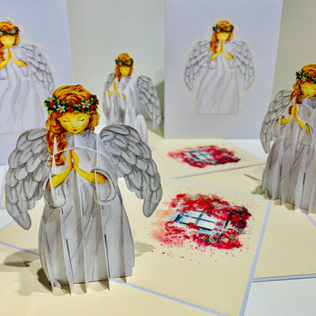 White Praying Guardian Angel Origami Pop Cards 3D Pop Up Greeting Card Merry Christmas Thank You Handmade Best Wishes Blank Card Gift Happy Holidays Celebrate the Special Day Moment with Family and Friends Holy (Copy)