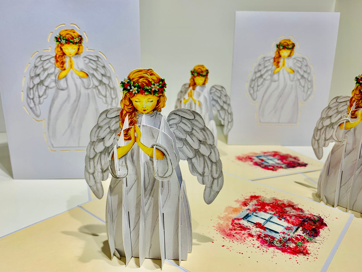 White Praying Guardian Angel Origami Pop Cards 3D Pop Up Greeting Card Merry Christmas Thank You Handmade Best Wishes Blank Card Gift Happy Holidays Celebrate the Special Day Moment with Family and Friends Holy (Copy)