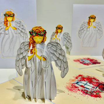 White Praying Guardian Angel Origami Pop Cards 3D Pop Up Greeting Card Merry Christmas Thank You Handmade Best Wishes Blank Card Gift Happy Holidays Celebrate the Special Day Moment with Family and Friends Holy (Copy)