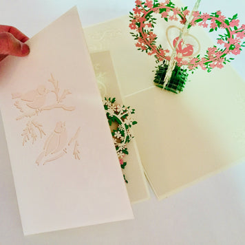 White & Pink Lovebird - Tree of Love Heart Origami Pop Cards 3D Pop Up Greeting Card Happy Birthday Thank You Handmade Best Wishes Blank Card for Any Occasion Happy Mother's Day Happy Father's Day Celebrate the Beauty Of Nature