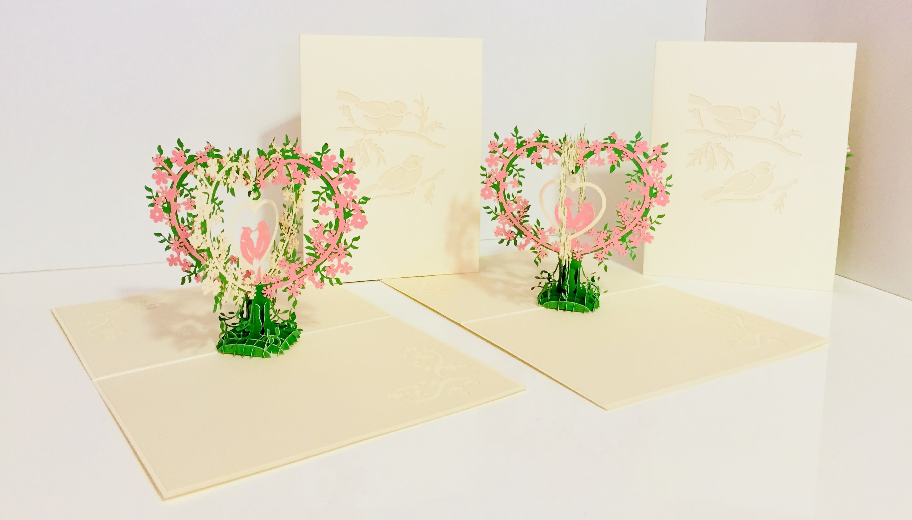 White & Pink Lovebird - Tree of Love Heart Origami Pop Cards 3D Pop Up Greeting Card Happy Birthday Thank You Handmade Best Wishes Blank Card for Any Occasion Happy Mother's Day Happy Father's Day Celebrate the Beauty Of Nature
