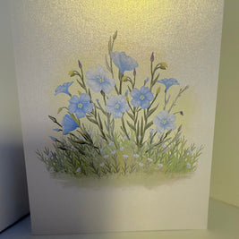 Wild Blue Flax Flower Garden with a White Cat Origami Pop Cards 3D Pop Up Greeting Card Best Wishes Happy Birthday Gift Thank You Handmade Best Wishes Blank Card for Any Occasion Happy Mother's Day Happy Father's Day Celebrate the Beauty Of Nature