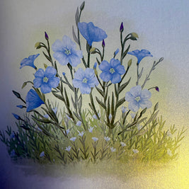 Wild Blue Flax Flower Garden with a White Cat Origami Pop Cards 3D Pop Up Greeting Card Best Wishes Happy Birthday Gift Thank You Handmade Best Wishes Blank Card for Any Occasion Happy Mother's Day Happy Father's Day Celebrate the Beauty Of Nature