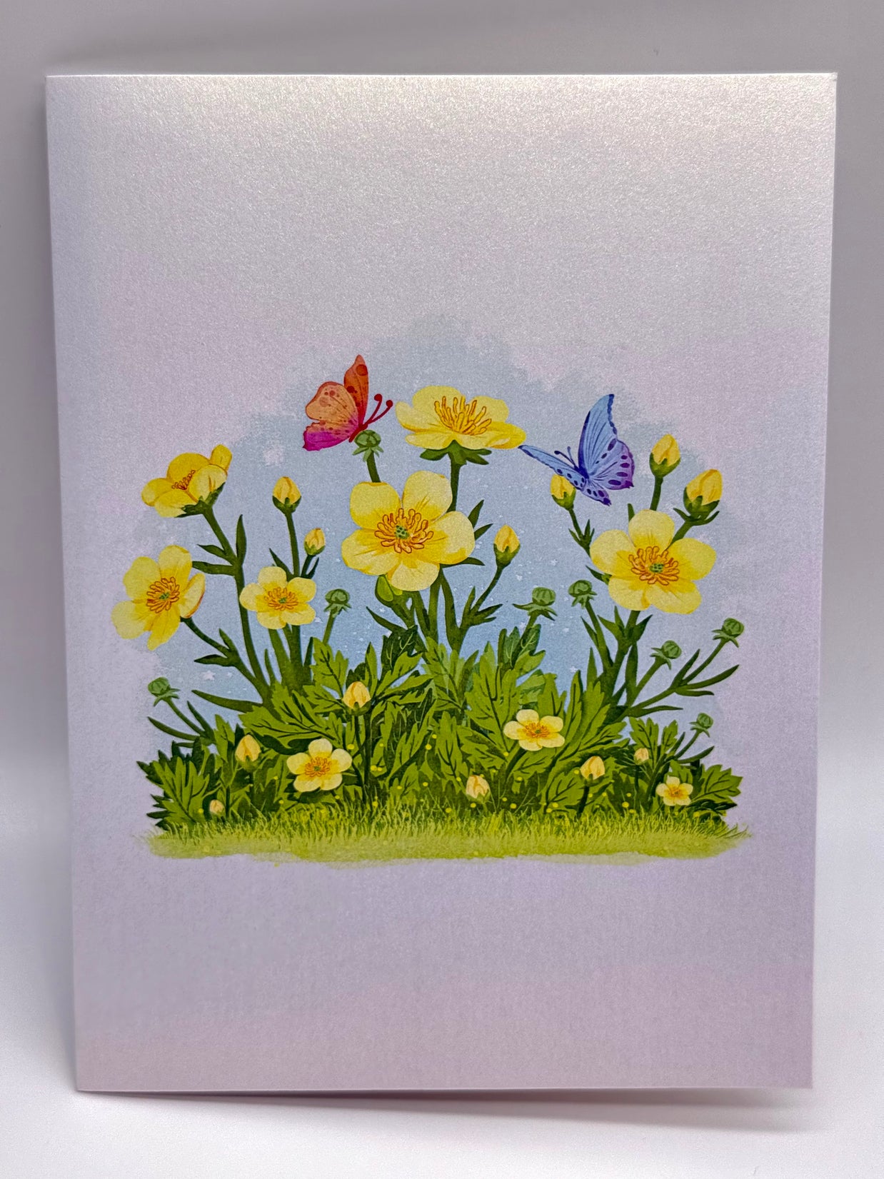 Wild Celery or Creeping Buttercup Glossy Yellow Flower Garden Origami Pop Cards 3D Pop Up Greeting Card Happy Birthday Thank You Handmade Gift Thinking of You Blank Card for Any Occasion Happy Mother's Day Happy Father's Celebrate the Beauty of Flower