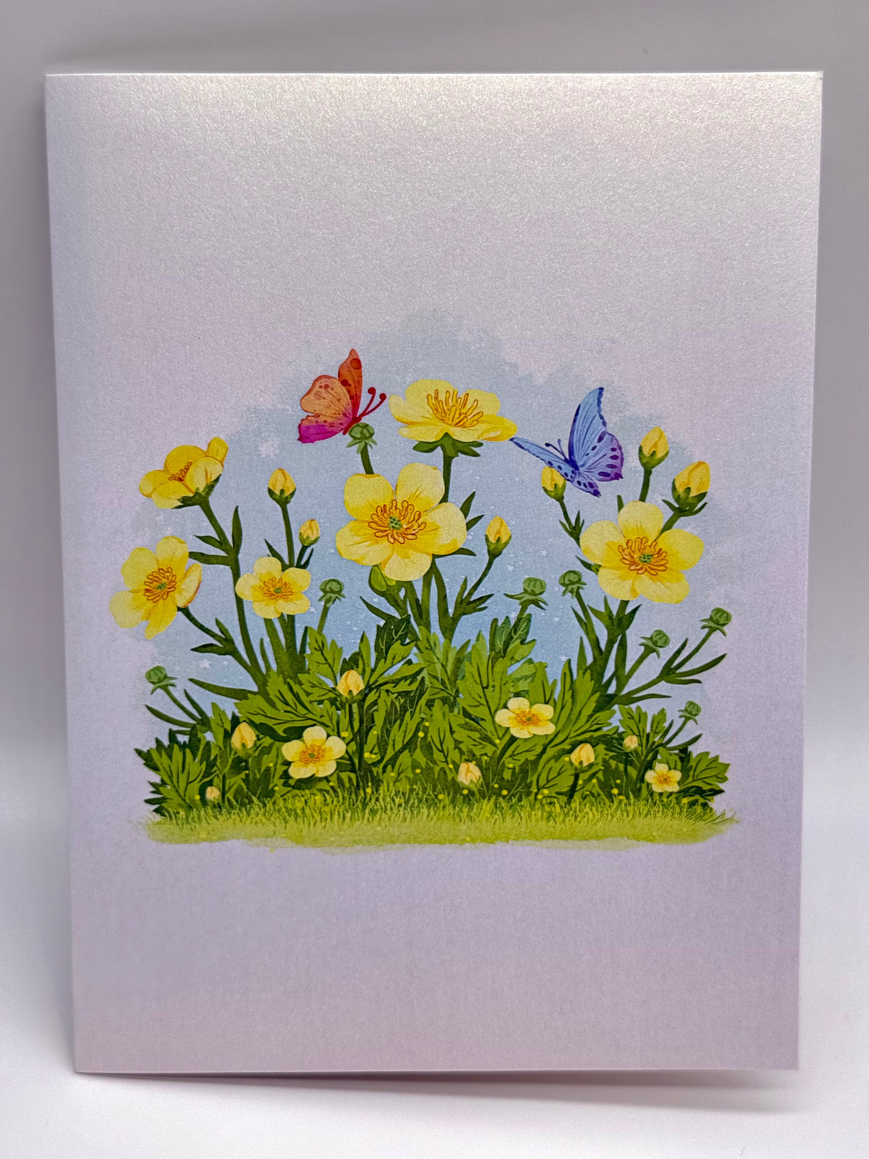Wild Celery or Creeping Buttercup Glossy Yellow Flower Garden Origami Pop Cards 3D Pop Up Greeting Card Happy Birthday Thank You Handmade Gift Thinking of You Blank Card for Any Occasion Happy Mother's Day Happy Father's Celebrate the Beauty of Flower
