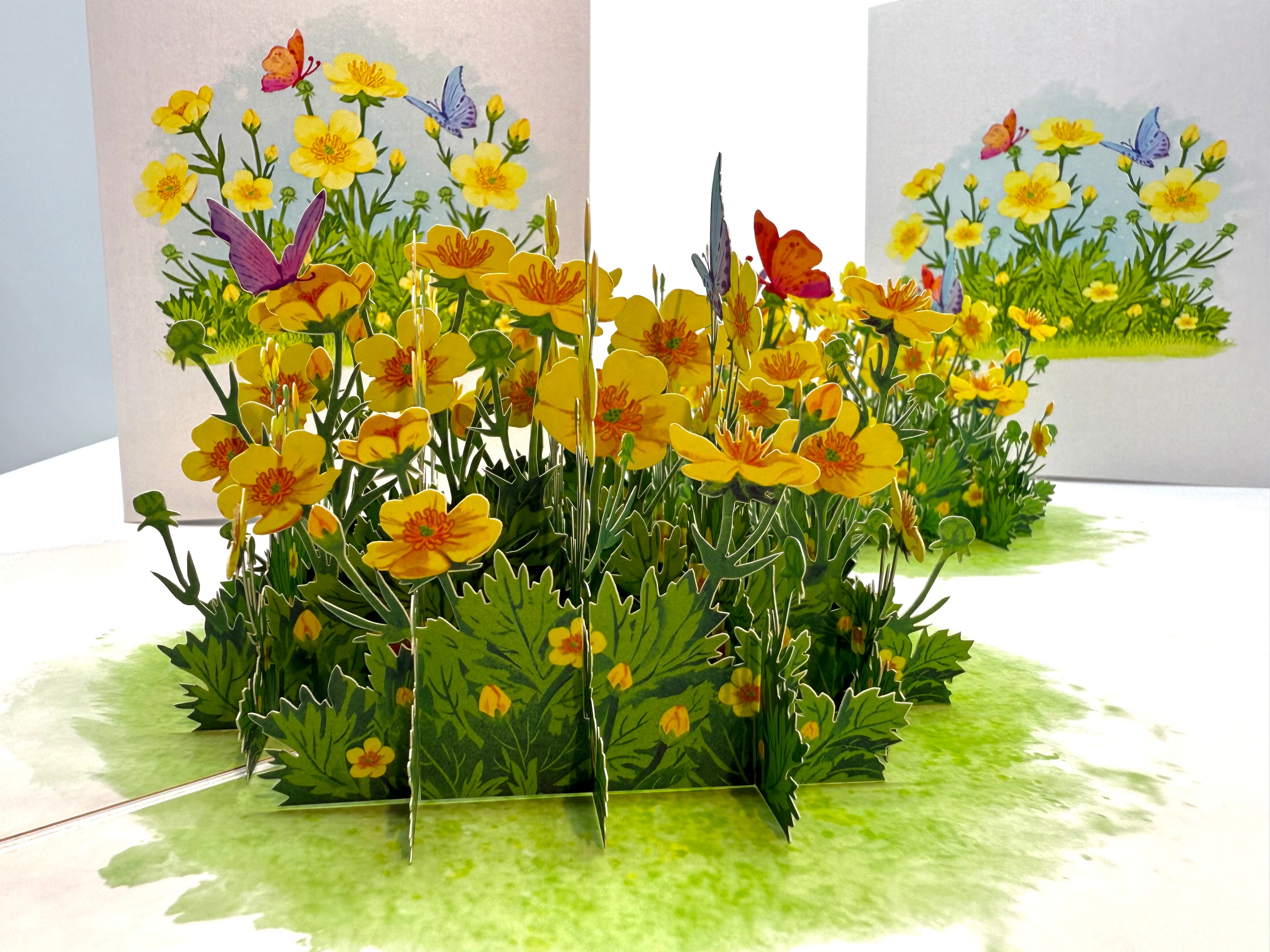 Wild Celery or Creeping Buttercup Glossy Yellow Flower Garden Origami Pop Cards 3D Pop Up Greeting Card Happy Birthday Thank You Handmade Gift Thinking of You Blank Card for Any Occasion Happy Mother's Day Happy Father's Celebrate the Beauty of Flower
