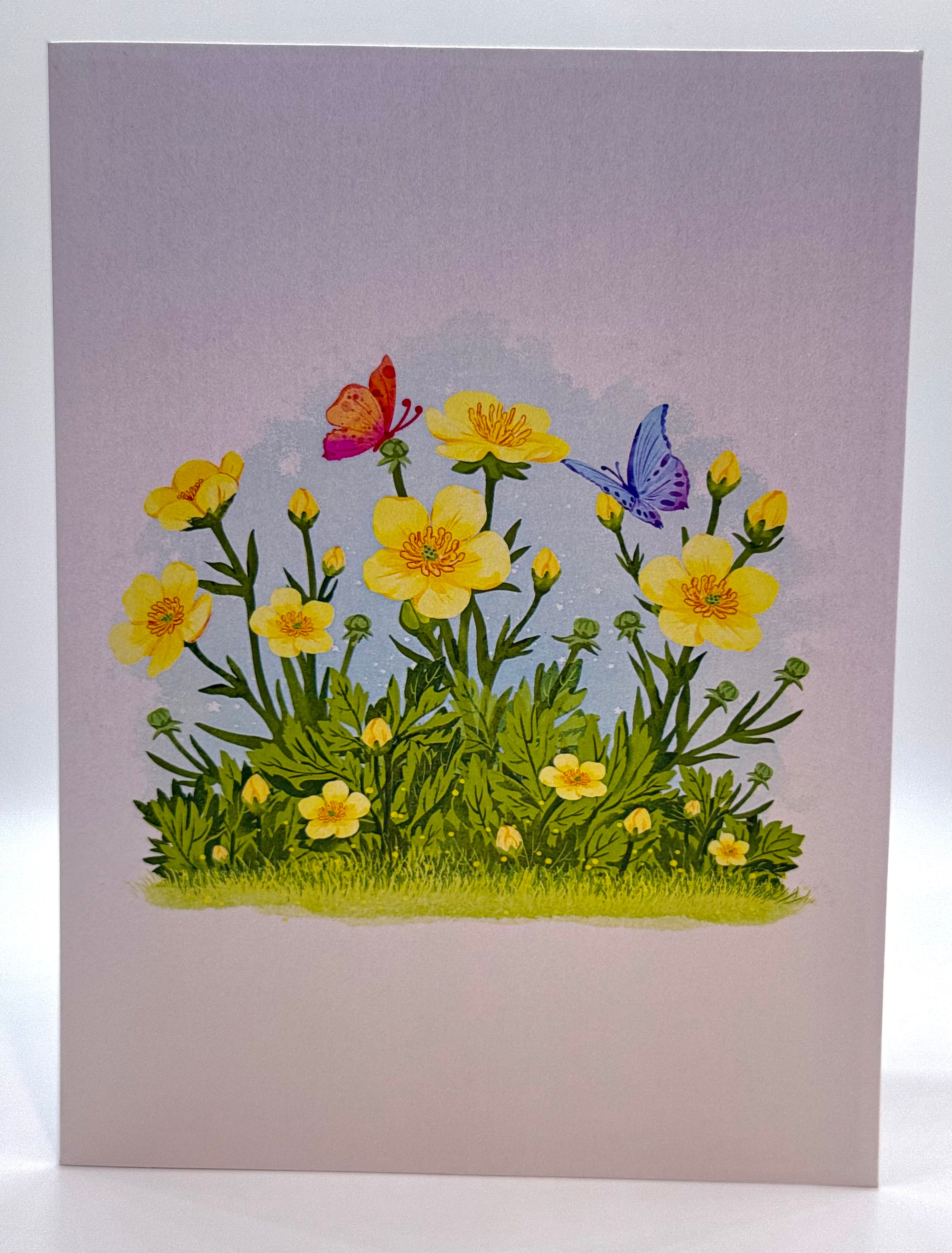 Wild Celery or Creeping Buttercup Glossy Yellow Flower Garden Origami Pop Cards 3D Pop Up Greeting Card Happy Birthday Thank You Handmade Gift Thinking of You Blank Card for Any Occasion Happy Mother's Day Happy Father's Celebrate the Beauty of Flower