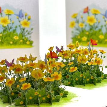 Wild Celery or Creeping Buttercup Glossy Yellow Flower Garden Origami Pop Cards 3D Pop Up Greeting Card Happy Birthday Thank You Handmade Gift Thinking of You Blank Card for Any Occasion Happy Mother's Day Happy Father's Celebrate the Beauty of Flower