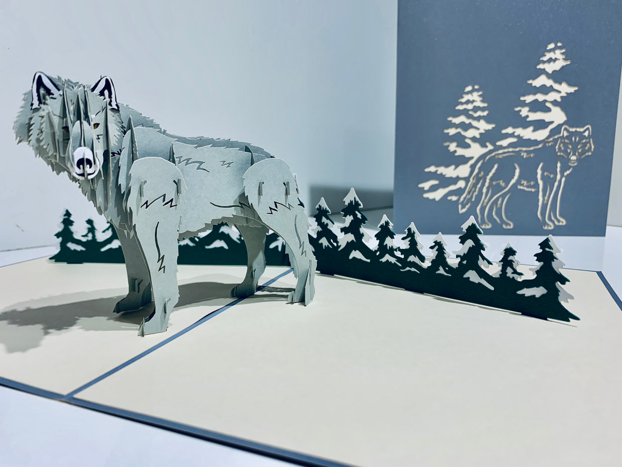 Wild Wolf - The Gray Wolf Origami Pop Cards 3D Pop Up Greeting Card Happy Birthday Thank You Handmade Gift Thinking of You Blank Card for Any Occasion Happy Mother's Day Happy Father's Australiana Celebrate the Beauty of Animals Perfect for Boy