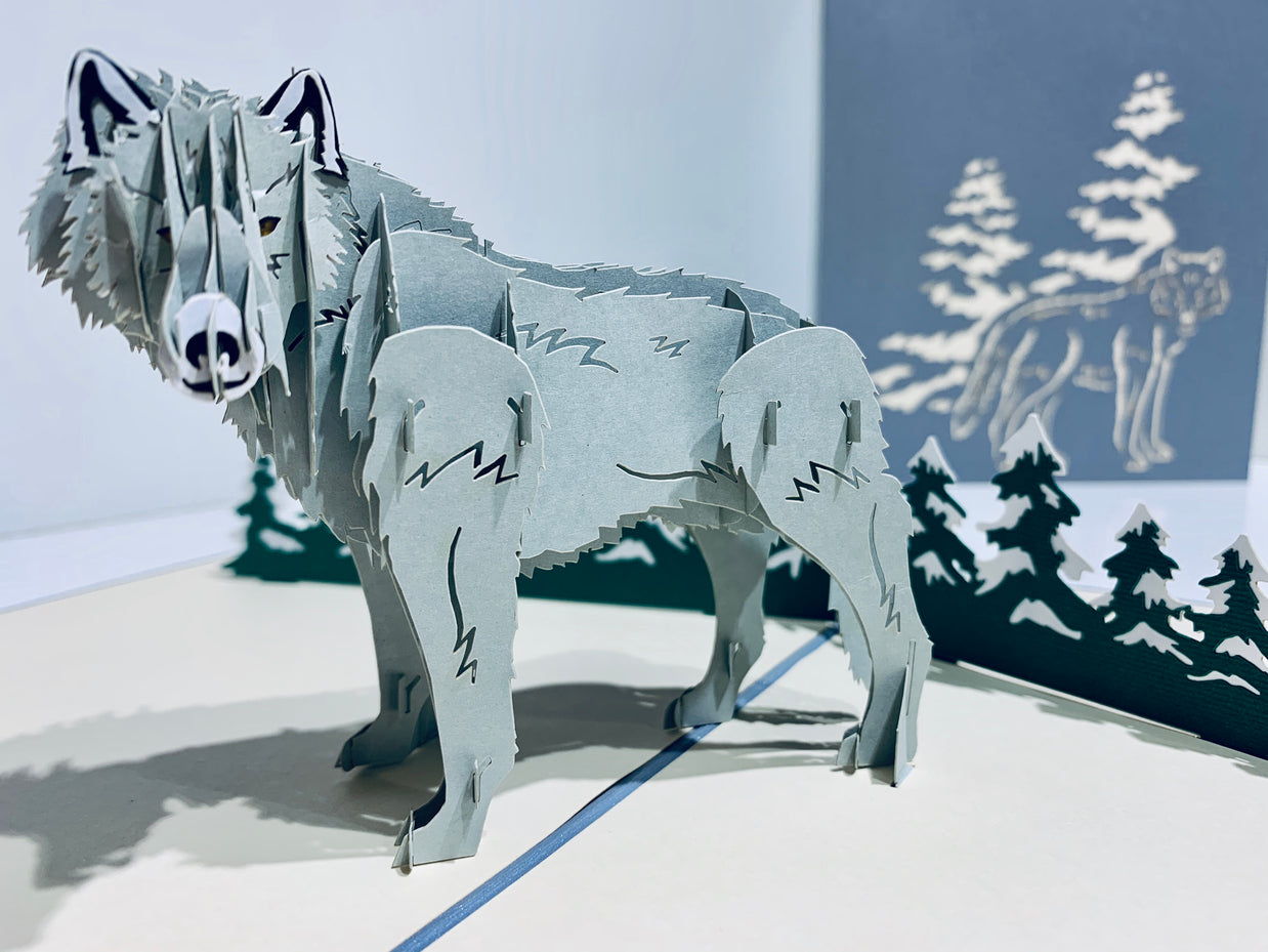 Wild Wolf - The Gray Wolf Origami Pop Cards 3D Pop Up Greeting Card Happy Birthday Thank You Handmade Gift Thinking of You Blank Card for Any Occasion Happy Mother's Day Happy Father's Australiana Celebrate the Beauty of Animals Perfect for Boy
