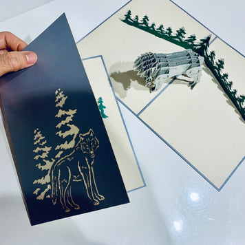 Wild Wolf - The Gray Wolf Origami Pop Cards 3D Pop Up Greeting Card Happy Birthday Thank You Handmade Gift Thinking of You Blank Card for Any Occasion Happy Mother's Day Happy Father's Australiana Celebrate the Beauty of Animals Perfect for Boy