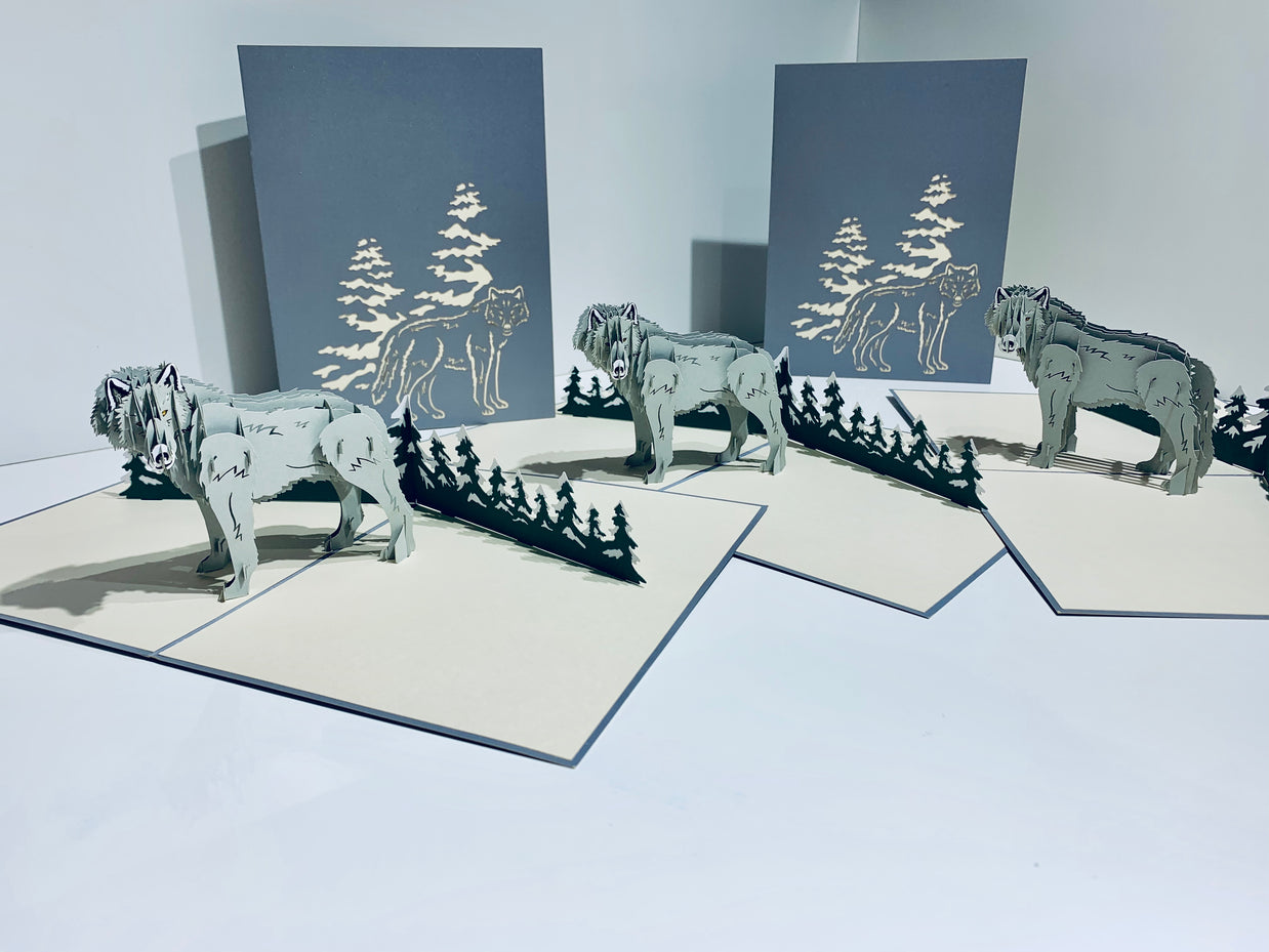 Wild Wolf - The Gray Wolf Origami Pop Cards 3D Pop Up Greeting Card Happy Birthday Thank You Handmade Gift Thinking of You Blank Card for Any Occasion Happy Mother's Day Happy Father's Australiana Celebrate the Beauty of Animals Perfect for Boy