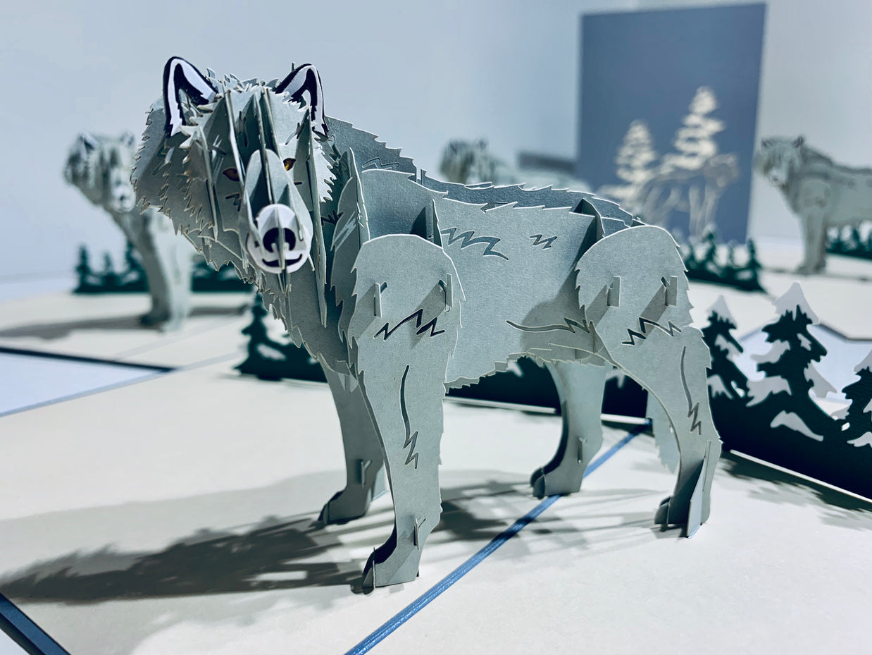 Wild Wolf - The Gray Wolf Origami Pop Cards 3D Pop Up Greeting Card Happy Birthday Thank You Handmade Gift Thinking of You Blank Card for Any Occasion Happy Mother's Day Happy Father's Australiana Celebrate the Beauty of Animals Perfect for Boy