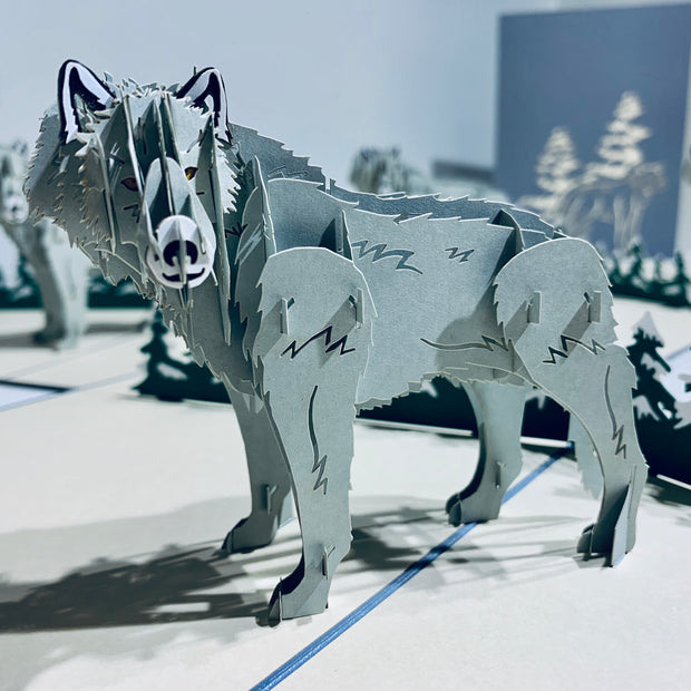 Wild Wolf - The Gray Wolf Origami Pop Cards 3D Pop Up Greeting Card Happy Birthday Thank You Handmade Gift Thinking of You Blank Card for Any Occasion Happy Mother's Day Happy Father's Australiana Celebrate the Beauty of Animals Perfect for Boy