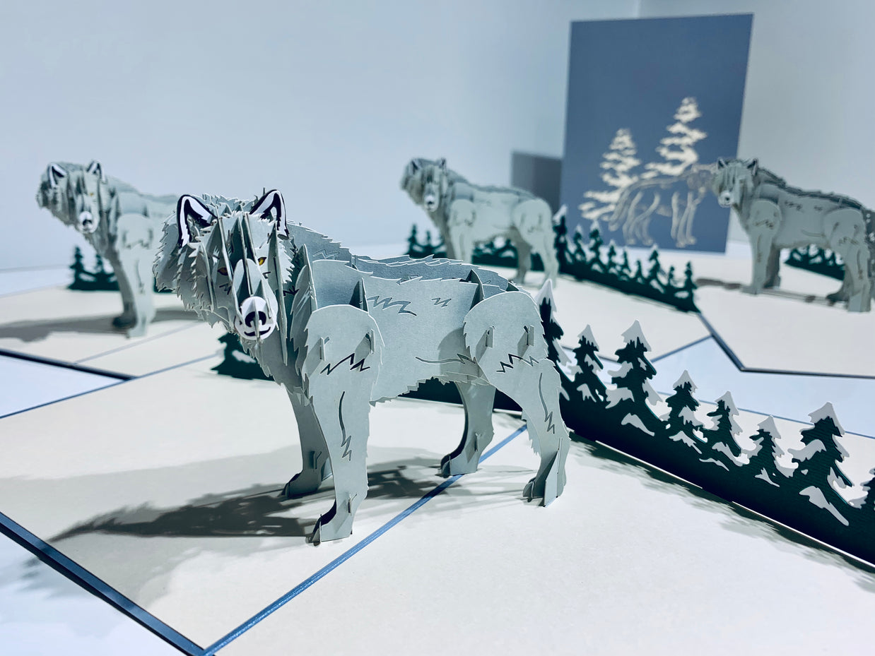 Wild Wolf - The Gray Wolf Origami Pop Cards 3D Pop Up Greeting Card Happy Birthday Thank You Handmade Gift Thinking of You Blank Card for Any Occasion Happy Mother's Day Happy Father's Australiana Celebrate the Beauty of Animals Perfect for Boy