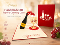 Wine Bottle and Glass Origami Pop Cards 3D Pop Up Greeting Card Thank You Handmade Gift Thinking of You Happy Birthday Occasion Australiana Celebrate the Beauty and Happiness During Special Day Best Wishes Gift Perfect for