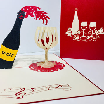 Wine Bottle and Glass Origami Pop Cards 3D Pop Up Greeting Card Thank You Handmade Gift Thinking of You Happy Birthday Occasion Australiana Celebrate the Beauty and Happiness During Special Day Best Wishes Gift Perfect for