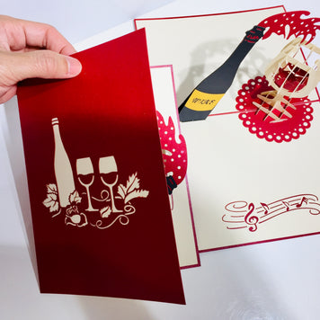Wine Bottle and Glass Origami Pop Cards 3D Pop Up Greeting Card Thank You Handmade Gift Thinking of You Happy Birthday Occasion Australiana Celebrate the Beauty and Happiness During Special Day Best Wishes Gift Perfect for