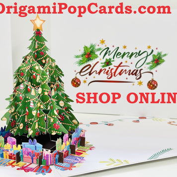 Winter Christmas Tree Origami Pop Cards 3D Pop Up Greeting Card Merry Christmas Thank You Handmade Best Wishes Blank Card Gift Happy Holidays Celebrate the Special Day