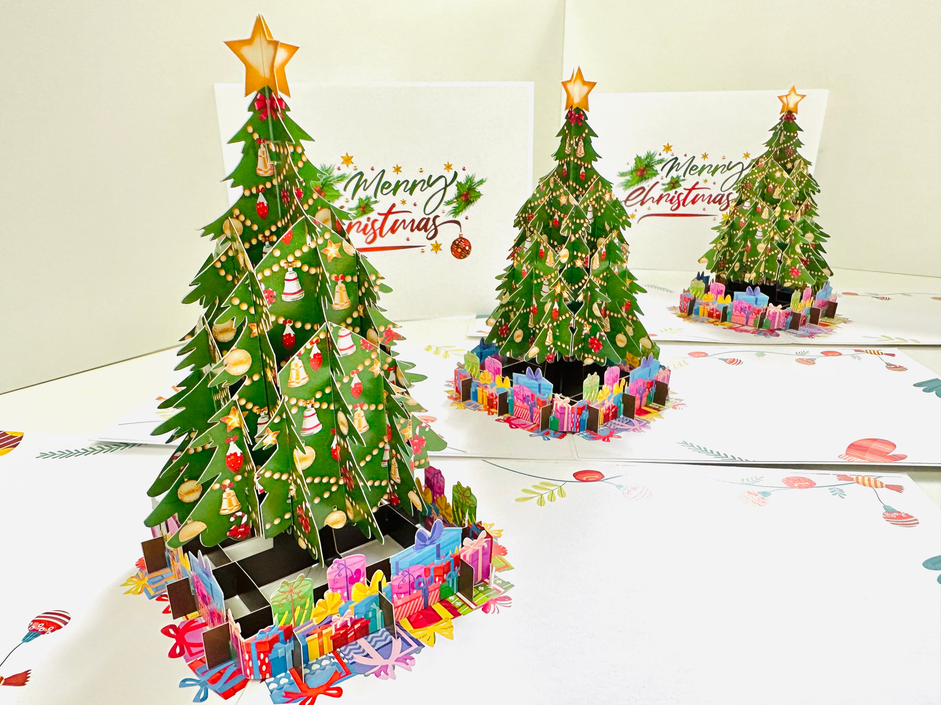Winter Christmas Tree Origami Pop Cards 3D Pop Up Greeting Card Merry Christmas Thank You Handmade Best Wishes Blank Card Gift Happy Holidays Celebrate the Special Day
