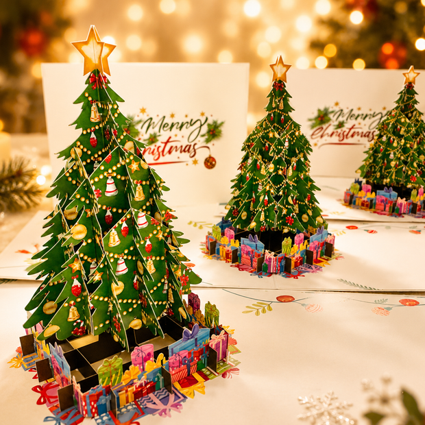 Winter Christmas Tree Origami Pop Cards 3D Pop Up Greeting Card Merry Christmas Thank You Handmade Best Wishes Blank Card Gift Happy Holidays Celebrate the Special Day Moment with Family and Friends